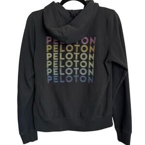 Peloton Zip Up Hoodie Women’s Small Black Rainbow Logo Pullover
